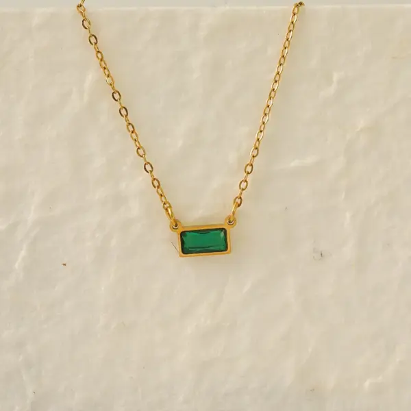 PVD Coated 18K Gold Plated Rectangle 304 Stainless Steel IG Style Modern Style Classic Style Waterproof Non Tarnish 304 Stainless Steel Lobster Trigger Clasp Closure Pendant Necklace