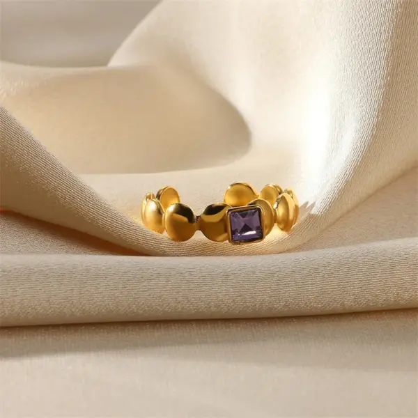 PVD Coated Real Gold Plated Geometric Heart Shape Flower 304 Stainless Steel Vintage Style French Style Waterproof Non Tarnish Open Rings