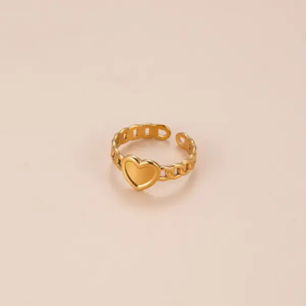 Wholesale PVD Coated Gesture Heart Shape Snake 304 Stainless Steel Basic Retro Waterproof Non Tarnish Open Ring