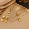 Ion Plating (IP) 18K Gold Plated Heart Shape 304 Stainless Steel Fairy Style Cute Sweet Waterproof Non Tarnish Jewelry Set