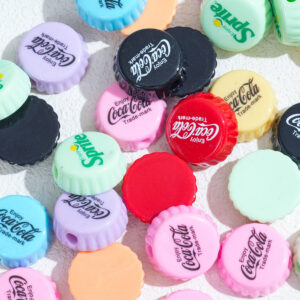 Wholesale 10pcs Soda Bottle Caps Coke Sprite and Other Perforated Bead