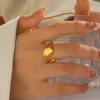 Wholesale Ion Plating (IP) 18K Gold Plated Irregular 304 Stainless Steel Simple Style IG Style Waterproof Non Tarnish Rings