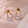304 Stainless Steel Asymmetrical Irregular Electroplating Golden Plated Elegant Simple Style Waterproof Non Tarnish Asymmetrical Hoop Earrings