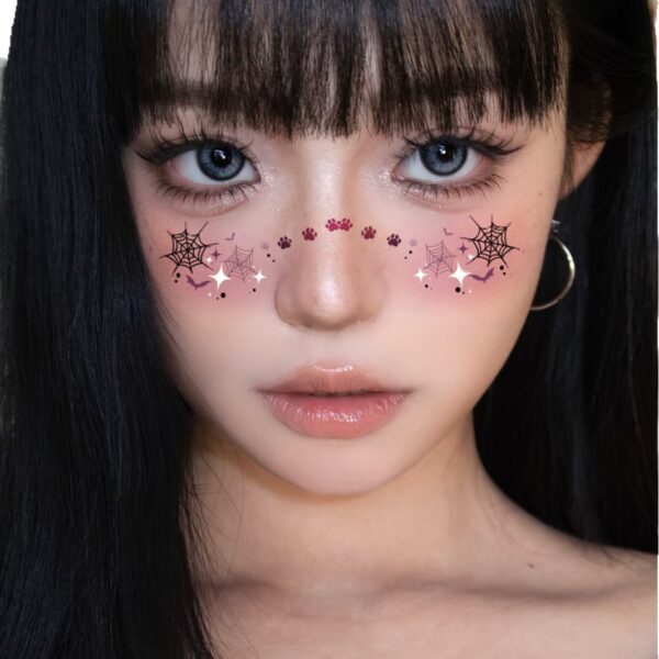 Wholesale Cross-Border New Halloween Makeup Face Stickers, Cute Ghost Makeup Tattoo Stickers, Photography Props Stickers, Waterproof and Sweat-Proof