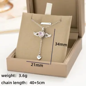 Silver Tassel Heart Wings