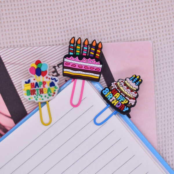 Wholesale Random 50pcs Birthday Cake Paper Clip Bookmark
