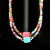 Wholesale Artificial Crystal Colorful Casual Vacation Waterproof Non Tarnish Beaded Handmade Colour Necklace