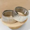 Wholesale PVD Coated Real Gold Plated 16K White Plating Stripe 304 Stainless Steel Modern Style Waterproof Non Tarnish Bangle