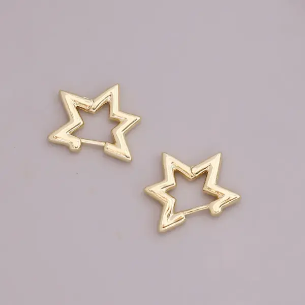 Europe And America Cross Border New Geometric Metal 18k Gold Earrings Simple Personality Gothic Stud Earrings Nightclub Earrings E360