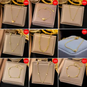 PVD Coated Real Gold Plated Geometric Heart Shape Titanium Steel Sweet Simple Style Classic Style Waterproof Non Tarnish Bracelets Necklace