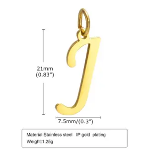 Gold (Single Pendant without Chain) / Letter J