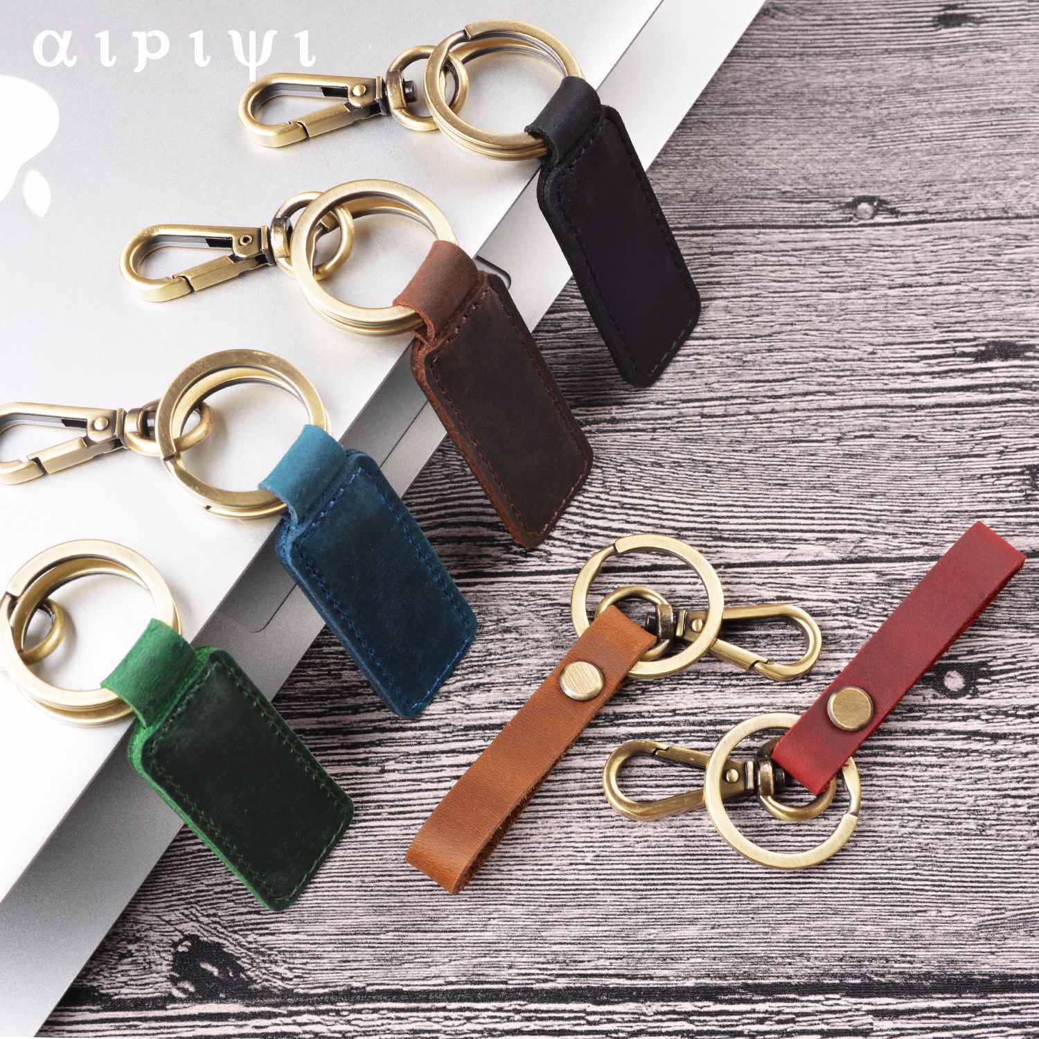 Wholesale Handmade genuine leather cowhide vintage keychain car keychain