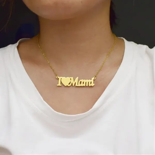 Wholesale 1 Piece Mama Letter Heart Shape Titanium Steel Plating Necklace