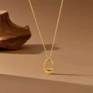 X01014-Irregular Hollow Water Drop Necklace - Gold