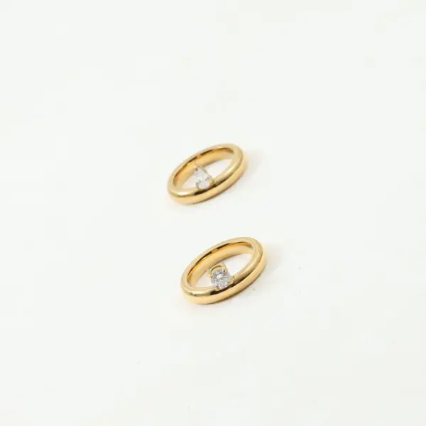 Wholesale Jewelry IG Style Round Water Droplets Titanium Steel Zircon 18K Gold Plated Inlay Rings