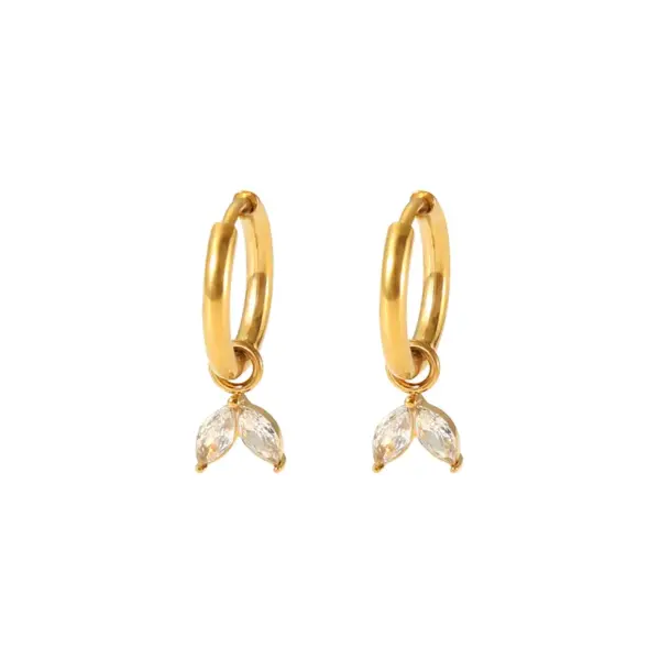 PVD Coated Real Gold Plated Water Droplets Heart Shape Rectangle 304 Stainless Steel Vintage Style Waterproof Non Tarnish Drop Earrings