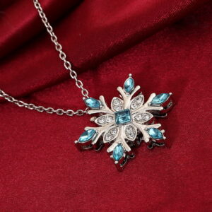 Wholesale Natural gemstone silver-plated zircon snowflake necklace Christmas gift pendant
