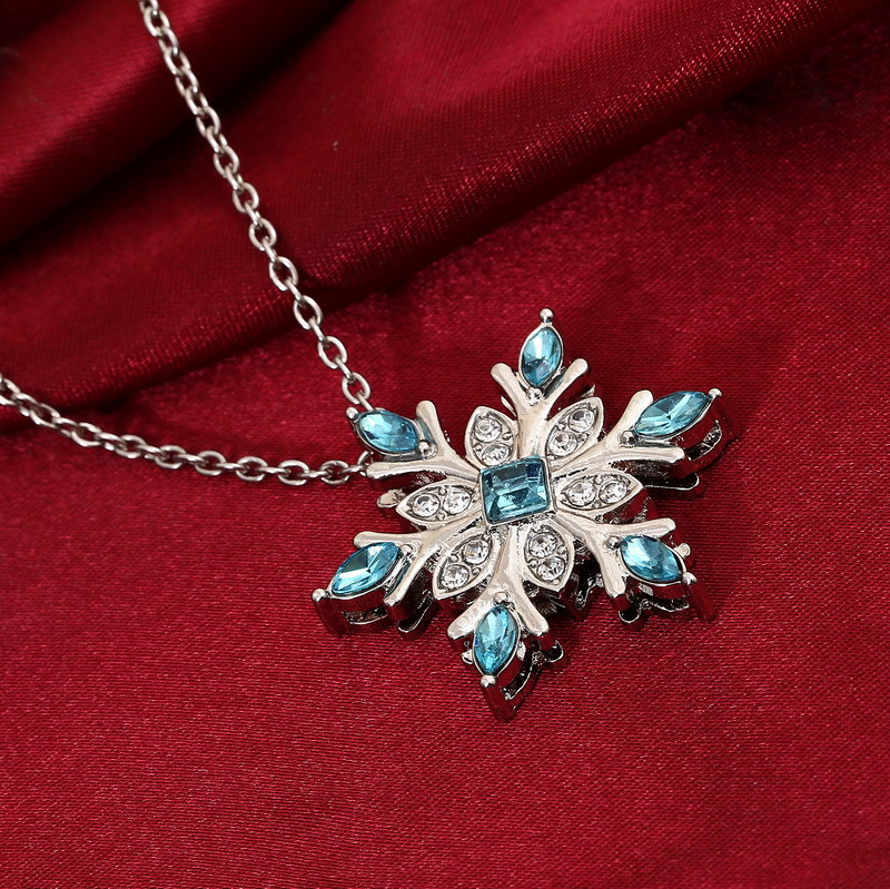 Wholesale Natural gemstone sier-plated zircon snowflake necklace Christmas gift pendant