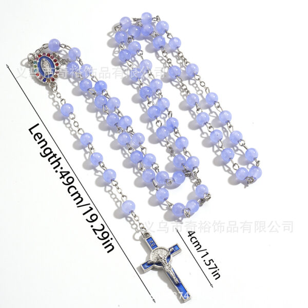 Wholesale 6mm Imitation Jade Glass Bead Cross Rosary