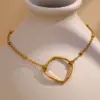 oly-d17b99596e27e5108f96c202f1458f80 Wholesale PVD Coated Real Gold Plated 18K Gold Geometric 304 Stainless Steel Simple Style Waterproof Non Tarnish 304 Stainless Steel Bracelets