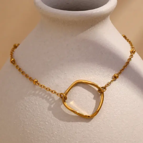 oly-d17b99596e27e5108f96c202f1458f80 Wholesale PVD Coated Real Gold Plated 18K Gold Geometric 304 Stainless Steel Simple Style Waterproof Non Tarnish 304 Stainless Steel Bracelets