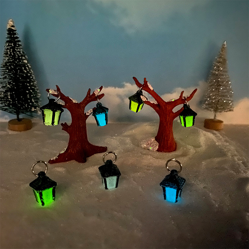 Wholesale Luminous light micro landscape ornaments resin crafts snow tree Christmas ornaments