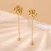 Wholesale 201 Stainless Steel 304 Stainless Steel Plastic Flower Ion Plating (IP) 18K Gold Plated Classic Style Waterproof Non Tarnish Multicolor-Golden Yellow Drop Earrings