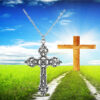 Wholesale European and American Baroque Cross Necklace Female Personality Retro Bohemian Cold Style Pendant Wool Chain Gothic