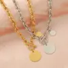 Wholesale 304 Stainless Steel Customization Laser Engraving Solid Color PVD Coated 18K Real Gold Plated Simple Style Waterproof Non Tarnish Plating Pendant Necklace
