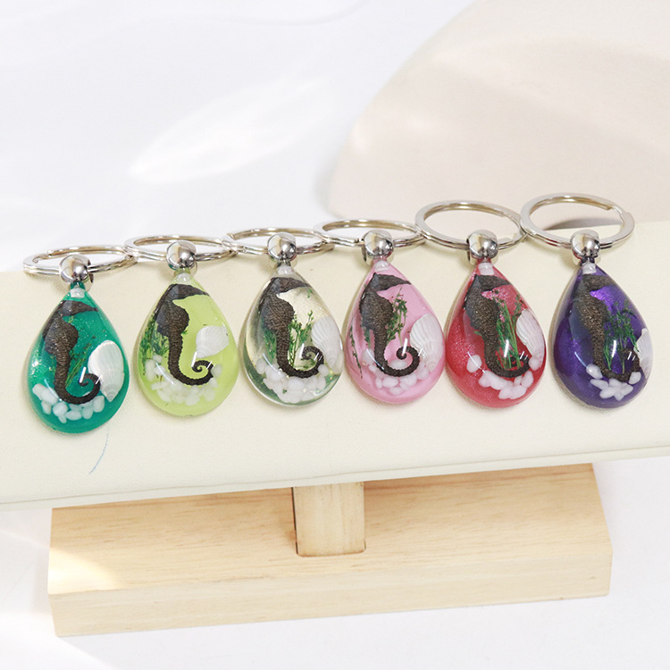 Wholesale New Seahorse Keychain Simulated Seahorse Specimen Pendant Travel Souvenir Marine Cultural and Creative Jewelry
