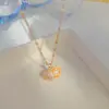 Wholesale Jewelry Elegant Shell 304 Stainless Steel Copper Artificial Pearls Zircon 18K Gold Plated K Gold Plated Plating Inlay Pendant Necklace