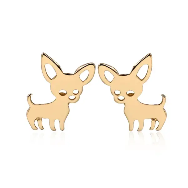 PVD Coated 18K Gold Real Gold Plated Dog 304 Stainless Steel Simple Style Waterproof Non Tarnish Ear Studs
