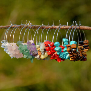 Wholesale European and American Distinctive Earrings Irregular Crystal Gravel Earrings Women's Simple Large Circle Earrings Exaggerated Large Ear Ring JewelryCrystal Stone Earrings