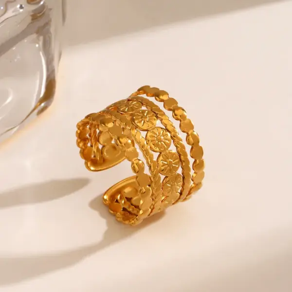 Wholesale Ion Plating (IP) 18K Gold Plated Round 304 Stainless Steel Simple Style Waterproof Non Tarnish Open Rings