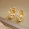 Copper Geometric Zircon Korean Style Gold Hoop Earrings
