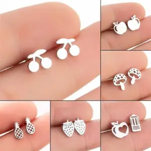 PVD Coated Real Gold Plated Fruit Stainless Steel Simple Style Waterproof Non Tarnish Ear Studs