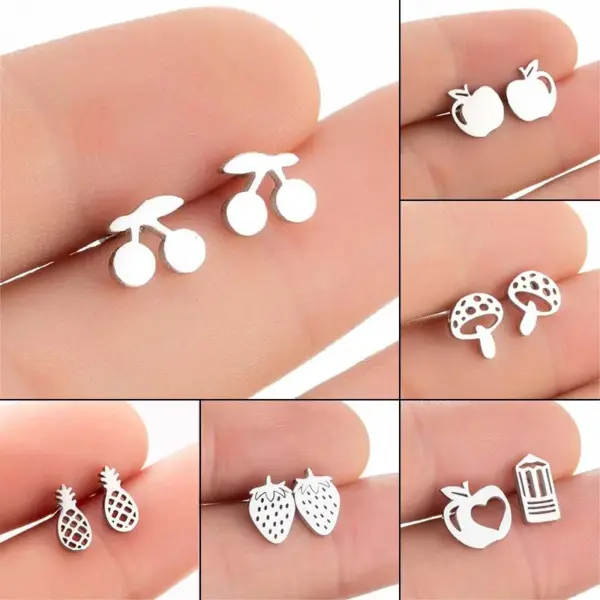 PVD Coated Real Gold Plated Fruit Stainless Steel Simple Style Waterproof Non Tarnish Ear Studs