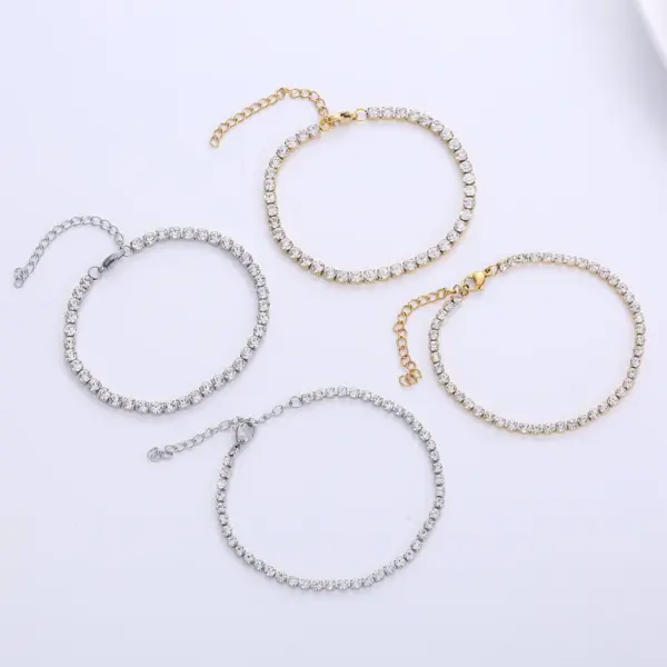 Wholesale Simple Style Geometric 304 Stainless Steel 18K Gold Plated Zircon Stainless Steel Bracelets In Bulk