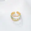 Simple Style Commute Solid Color Stainless Steel Patchwork Open Ring