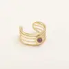 304 Stainless Steel 18K Gold Plated Baroque Style Modern Style Plating Hollow Out Inlay Round Natural Stone Open Ring