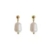 Wholesale PVD Coated Real Gold Plated 16K Gold White Gold Plated Gold Plating Geometric 304 Stainless Steel Freshwater Pearl Fashion Waterproof Non Tarnish Drop Earrings