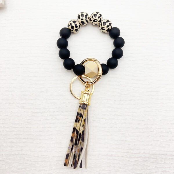 Wholesale Silicone Beads Tassel Wood Beads Wrist Keychain