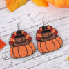 Wholesale Cross-Border New Autumn Harvest Thanksgiving Turkey Pumpkin Funny Pendant Earrings Wooden Double-Sided Earrings Gift