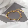 Wholesale PVD Coated Real Gold Plated 18K Gold Solid Color 304 Stainless Steel Sweet Waterproof Non Tarnish Bracelets Necklace