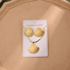 Stripe Edit Snake Bone Necklace and Earrings Suite (Gold) / Chain Length 400+50mm & Needle Thickness: 0.8mm / 1 Set/Package