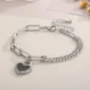 Wholesale 304 Stainless Steel Heart Shape PVD Coated 18K Real Gold Plated Elegant Waterproof Non Tarnish Plating Woven Chain Lobster Trigger Clasp Closure Bracelets