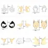 Wholesale PVD Coated 18K Gold Real Gold Plated Animal 304 Stainless Steel Simple Style Waterproof Non Tarnish Ear Studs