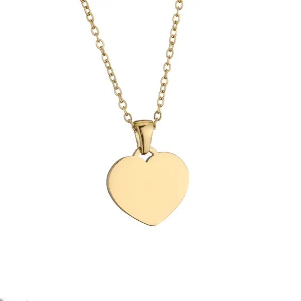 Wholesale Jewelry Vacation Simple Style Heart Shape Titanium Steel Plating Pendant Necklace Cable Chain