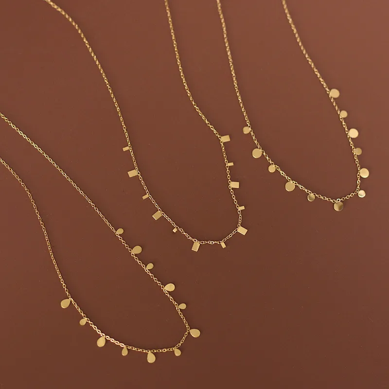 Wholesale Chocker Texture Cold Style Niche Necklace Small Round Slice Necklace Clavicle Chain Titanium Steel Girl Versatile Style Ornament