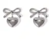 Wholesale Ion Plating (IP) 18K Gold Plated Heart Shape Bow Knot 304 Stainless Steel Elegant Glam Classic Style Waterproof Non Tarnish Drop Earrings